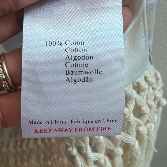 Women's Boho Fringe Open Front Esqualo Cream Gray Cardigan Jacket Size 10 Chic - Picture 7 of 8